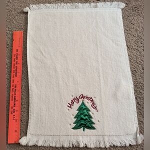 Merry Christmas hand towel, Tree, white, green, red
